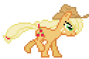 Size: 126x84 | Tagged: safe, artist:botchan-mlp, applejack, earth pony, pony, g4, 2014, animated, desktop ponies, female, galloping, gif, mare, old art, pixel art, running, simple background, solo, sprite, transparent background