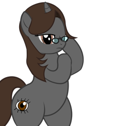 Size: 4600x5037 | Tagged: safe, alternate version, artist:mlpmvguy, oc, oc only, oc:sonata, pony, unicorn, absurd resolution, bipedal, cute, eyes closed, female, frown, glasses, hind legs, mare, one eye closed, simple background, solo, transparent background, vector, wide hips, wink