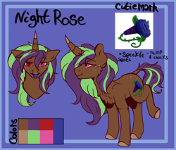 Size: 2048x1746 | Tagged: safe, artist:sweetmelon556, oc, oc:night rose, pony, unicorn, female, mare, reference sheet, solo