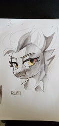 Size: 956x2048 | Tagged: safe, artist:dimfann, spitfire, pony, g4, bust, looking at you, portrait, solo, traditional art