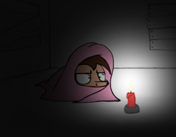 Size: 712x554 | Tagged: safe, artist:dsb71013, oc, oc only, oc:night cap, pony, blanket burrito, candle, grumpy, solo, vent art