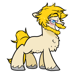Size: 1300x1300 | Tagged: safe, artist:paperbagpony, oc, oc only, oc:ulysses dorian, pony, 2023 community collab, derpibooru community collaboration, beard, blushing, chest fluff, facial hair, moustache, simple background, solo, transparent background, unshorn fetlocks