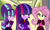 Size: 1192x714 | Tagged: safe, alternate version, artist:speedpaintjayvee12, fluttershy, starlight glimmer, twilight sparkle, human, equestria girls, g4, alternate clothes, alternate hairstyle, crossed arms, eyeshadow, female, gem, hand on hip, makeup, role reversal, screencap background, siren gem, the dazzlings, trio, trio female