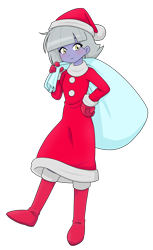 Size: 1124x1833 | Tagged: safe, alternate version, artist:batipin, limestone pie, human, equestria girls, g4, breasts, christmas, clothes, costume, equestria girls-ified, female, gloves, hat, holiday, santa costume, santa hat, shoes, simple background, solo, transparent background