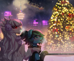 Size: 1280x1067 | Tagged: safe, artist:astralblues, oc, oc only, deer, earth pony, human, pony, reindeer, santa claus