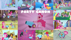 Size: 1280x722 | Tagged: safe, edit, edited screencap, editor:quoterific, screencap, applejack, cheese sandwich, maud pie, moondancer, pinkie pie, rainbow dash, rarity, twilight sparkle, alicorn, changeling, cow, earth pony, pegasus, pony, pukwudgie, unicorn, 2 4 6 greaaat, a canterlot wedding, amending fences, g4, games ponies play, newbie dash, pinkie pride, school daze, sweet and elite, the crystal empire, the gift of the maud pie, the summer sun setback, yakity-sax, coach rainbow dash, collage, party cannon, pony cannonball, twilight sparkle (alicorn), udder
