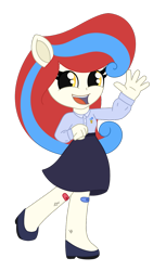 Size: 873x1428 | Tagged: safe, artist:dyonys, oc, oc only, oc:oplatka, equestria girls, g4, bandaid, blouse, clothes, doll, equestria girls minis, female, mascot, open mouth, simple background, skirt, smiling, solo, toy, transparent background, waving