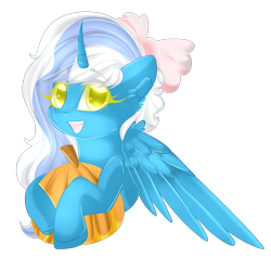 Size: 1000x1000 | Tagged: safe, artist:sakimiaji, oc, oc only, oc:fleurbelle, alicorn, pony, alicorn oc, bow, female, hair bow, happy, horn, mare, pumpkin, simple background, solo, transparent background, wings, yellow eyes