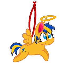 Size: 500x500 | Tagged: safe, artist:mlpfan3991, oc, oc only, oc:flare spark, pegasus, pony, christmas, cute, halo, holiday, ornament, simple background, smiling, solo, transparent background