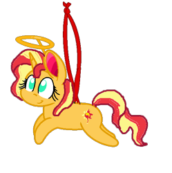Size: 550x552 | Tagged: safe, artist:mlpfan3991, sunset shimmer, pony, unicorn, g4, christmas, cute, halo, holiday, ornament, simple background, smiling, solo, transparent background