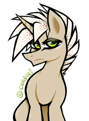 Size: 972x1321 | Tagged: safe, artist:conflei, oc, oc only, pony, unicorn, bags under eyes, frown, horn, male, simple background, solo, stallion, transparent background, unicorn oc