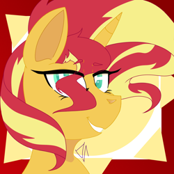 Size: 1500x1500 | Tagged: safe, artist:dsstoner, sunset shimmer, pony, unicorn, equestria girls, g4, bust, female, mare, portrait, solo