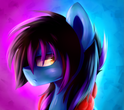 Size: 829x739 | Tagged: safe, artist:prettyshinegp, oc, oc only, earth pony, pony, abstract background, blushing, bust, earth pony oc, female, mare, solo