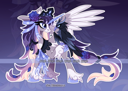 Size: 4381x3127 | Tagged: safe, artist:gkolae, oc, oc only, alicorn, phoenix, pony, alicorn oc, clothes, flower, flower in hair, horn, looking at each other, looking at someone, raised hoof, scarf, unshorn fetlocks, wings, zoom layer