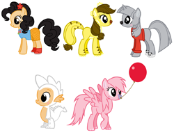 Size: 1746x1352 | Tagged: safe, artist:durpy, artist:nicholeohara53, applejack, pinkie pie, rainbow dash, spike, twilight sparkle, big cat, dragon, earth pony, koala, monkey, original species, pegasus, pony, rhinoceros, tiger, tiger pony, unicorn, g4, balloon, base used, clothes, crossover, cute, dashabetes, diapinkes, female, flower, flower in hair, hoho, hoodie, jackabetes, jewelry, kai-lan, koala pony, lulu (ni hao kai-lan), male, mare, monkey dragon, necklace, ni hao kai-lan, panda slippers, pants, red balloon, red nosed, rhino pony, rintoo, shirt, shoes, short pants, simple background, slippers, spikabetes, tolee, twiabetes, unicorn twilight, white background