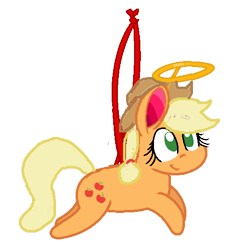 Size: 500x500 | Tagged: safe, artist:mlpfan3991, applejack, earth pony, pony, g4, christmas, cowboy hat, female, halo, hat, holiday, ornament, simple background, smiling, solo, transparent background