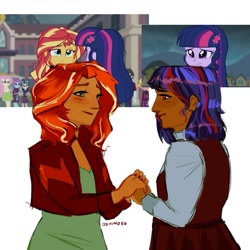 Size: 1149x1149 | Tagged: safe, artist:nmo6o, screencap, sci-twi, sunset shimmer, twilight sparkle, human, equestria girls, g4, my little pony equestria girls: friendship games, clothes, female, lesbian, screencap reference, ship:sci-twishimmer, ship:sunsetsparkle, shipping, simple background, smiling, white background