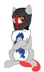 Size: 370x600 | Tagged: safe, artist:discordant creations, princess luna, oc, oc:cold snap, earth pony, pony, g4, body pillow, hug, pillow, pillow hug, secret santa, simple background, transparent background