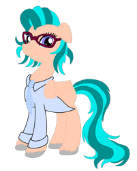 Size: 855x1063 | Tagged: safe, artist:discordant creations, oc, oc only, pegasus, pony, clothes, female, glasses, mare, pegasus oc, secret santa, simple background, solo, transparent background