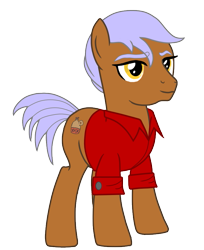 Size: 709x869 | Tagged: safe, artist:discordant creations, oc, oc only, oc:bootleg bop, earth pony, pony, clothes, male, secret santa, shirt, simple background, solo, stallion, transparent background