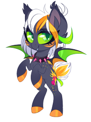 Size: 1487x2000 | Tagged: safe, artist:zombie, editor:ciaran, oc, oc only, oc:dree deray, bat pony, pony, 2023 community collab, derpibooru community collaboration, bat pony oc, choker, commission, female, looking at you, reference sheet, simple background, smiling, solo, transparent background