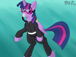 Size: 1600x1200 | Tagged: safe, artist:eklipsethepony, twilight sparkle, alicorn, pony, g4, dive mask, exploring, female, flowing tail, goggles, mare, ocean, scuba diving, scuba gear, solo, swimming, tail, twilight sparkle (alicorn), underwater, water, wetsuit