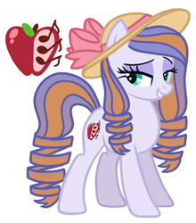 Size: 834x948 | Tagged: safe, artist:s0ftserve, oc, oc only, oc:perfect pitch, earth pony, pony, base used, female, hat, magical lesbian spawn, mare, offspring, parent:applejack, parent:coloratura, parents:rarajack, simple background, solo, transparent background