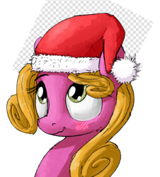 Size: 906x1004 | Tagged: safe, artist:uteuk, shady, earth pony, pony, g1, g4, blushing, christmas, female, g1 to g4, generation leap, happy, hat, holiday, mare, santa hat, simple background, solo, white background