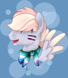 Size: 400x456 | Tagged: safe, artist:pure-blue-heart, oc, oc only, oc:moonstone, pegasus, pony, asexual pride flag, colored wings, commission, deviantart watermark, gay pride flag, gradient wings, headshot commission, male, obtrusive watermark, pegasus oc, pride, pride flag, simple background, stallion, watermark, wings