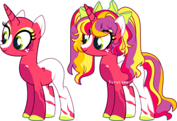 Size: 3197x2186 | Tagged: safe, artist:kurosawakuro, oc, pony, unicorn, base used, female, high res, magical lesbian spawn, mare, offspring, parent:lemon zest, parent:pinkie pie, parents:lemonpie, simple background, solo, transparent background