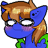 Size: 100x100 | Tagged: safe, artist:vintage-owll, oc, oc only, oc:bluebook, pegasus, pony, blushing, colored wings, ear piercing, earring, female, gift art, jewelry, mare, pegasus oc, piercing, pixel art, simple background, solo, transparent background, two toned mane, white eyes, wings
