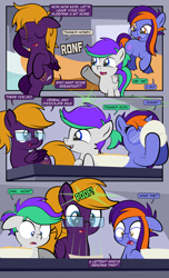 Size: 1920x3168 | Tagged: safe, artist:alexdti, oc, oc only, oc:bright comet, oc:purple creativity, oc:violet moonlight, pegasus, pony, unicorn, comic:quest for friendship, bed, bed mane, bowl, colt, comic, dialogue, ears back, eyes closed, female, filly, floppy ears, foal, folded wings, glasses, grammar error, high res, hoof hold, hooves, horn, letter, lidded eyes, looking at each other, looking at someone, looking at something, male, mare, mother and child, onomatopoeia, open mouth, open smile, pegasus oc, pinpoint eyes, ponytail, raised hoof, siblings, smiling, speech bubble, twins, two toned mane, underhoof, unicorn oc, wings