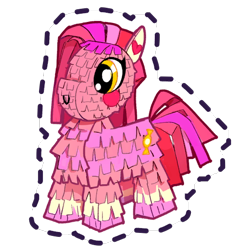 Size: 512x512 | Tagged: safe, gameloft, earth pony, pony, g5, my little pony: mane merge, official, blush sticker, blushing, heart, piñata, simple background, smiling, sticker, transparent background