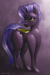 Size: 2500x3750 | Tagged: safe, artist:stardustspix, oc, oc only, oc:anaxxa, changeling, abstract background, changeling oc, female, high res, holeless, solo, wide hips