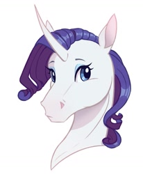 Size: 851x1032 | Tagged: safe, artist:melodylibris, rarity, pony, unicorn, g4, bust, female, hoers, looking back, mare, simple background, solo, sternocleidomastoid, turned head, white background