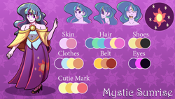 Size: 1920x1080 | Tagged: safe, artist:littletigressda, princess celestia, principal celestia, twilight sparkle, oc, oc:mystic sunrise, alicorn, human, equestria girls, g4, fusion, happy, multiple eyes, reference sheet, twilight sparkle (alicorn)