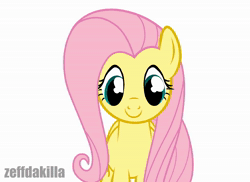 Size: 1484x1080 | Tagged: safe, artist:zeffdakilla, fluttershy, pegasus, pony, g4, animated, bronybait, cute, eyes closed, looking at you, motivational, no sound, positive ponies, shyabetes, sign, simple background, smiling, solo, webm, white background