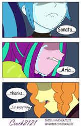 Size: 1280x1986 | Tagged: safe, artist:crock2121, adagio dazzle, aria blaze, sonata dusk, human, equestria girls, g4, my little pony equestria girls: better together, break up, breakup, comic, crying, dialogue, female, gritted teeth, lesbian, open mouth, sad, teeth