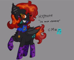 Size: 4187x3396 | Tagged: safe, artist:shiro01, oc, oc only, oc:hypnote, bat pony, bat pony oc, bat wings, clothes, gem, glowing tattoos, magical gem, orange eyes, socks, solo, tattoo, wings