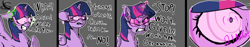 Size: 2440x455 | Tagged: safe, artist:steelstroke, twilight sparkle, alicorn, pony, g4, /mlp/, 4chan, brainwashing, drool, gritted teeth, hypnogear, hypnogoggles, implied anon, intelligence loss, mind control, resistance, solo, teeth, twilight sparkle (alicorn)