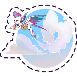 Size: 512x512 | Tagged: safe, gameloft, zipp storm, pegasus, pony, g5, my little pony: mane merge, official, cloud, detective zipp, drinking, female, flying, mare, simple background, sky, smiling, smoothie, solo, spread wings, sticker, transparent background, unshorn fetlocks, wings