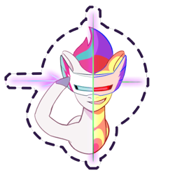 Size: 512x512 | Tagged: safe, gameloft, zipp storm, pegasus, pony, g5, my little pony: mane merge, official, female, grin, heat vision, infrared vision, light, mare, rad-visor, simple background, smiling, solo, sticker, transparent background, unshorn fetlocks