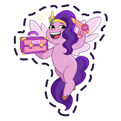 Size: 512x512 | Tagged: safe, gameloft, pipp petals, pegasus, pony, g5, my little pony: mane merge, official, adorapipp, blushing, cute, emanata, female, flying, hair dryer, headband, jewelry, looking at something, looking up, mare, open mouth, open smile, regalia, simple background, smiling, solo, sticker, transparent background, unshorn fetlocks