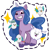 Size: 512x512 | Tagged: safe, gameloft, cloudpuff, izzy moonbow, kenneth, steven, bird, dog, flying pomeranian, pomeranian, pony, seagull, unicorn, g5, my little pony: mane merge, official, beak, bracelet, cute, female, flying, friendship bracelet, grin, group, izzybetes, jewelry, male, mare, open beak, open mouth, open smile, quintet, simple background, smiling, sparkles, spread wings, sticker, transparent background, unshorn fetlocks, winged dog, wings