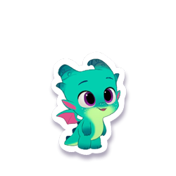 Size: 512x512 | Tagged: safe, gameloft, sparky sparkeroni, dragon, g5, my little pony: mane merge, official, baby, baby dragon, freckles, male, open mouth, open smile, simple background, smiling, solo, sticker, transparent background