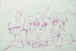 Size: 4160x2769 | Tagged: safe, artist:泽虹sunbow, izzy moonbow, sunny starscout, zipp storm, earth pony, pegasus, pony, unicorn, g5, excited, traditional art, trio