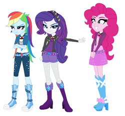 Size: 612x568 | Tagged: safe, artist:dianatheartist, pinkie pie, rainbow dash, rarity, human, equestria girls, g4, alternate clothes, base used, crossed arms, eyelashes, eyeshadow, female, gem, makeup, role reversal, simple background, siren gem, the dazzlings, trio, trio female, white background