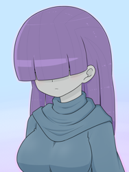 Size: 1668x2224 | Tagged: safe, artist:batipin, maud pie, human, equestria girls, g4, bangs, breasts, busty maud pie, female, hair over eyes, long hair, solo