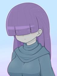 Size: 1668x2224 | Tagged: safe, alternate version, artist:batipin, maud pie, human, equestria girls, g4, breasts, busty maud pie, eye clipping through hair, eyebrows, eyebrows visible through hair, female, long hair, solo