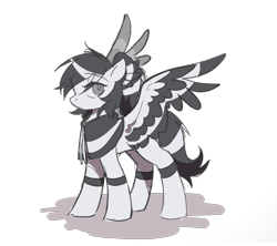 Size: 1687x1501 | Tagged: safe, artist:longfeather, derpibooru exclusive, oc, oc only, oc:longfeather, pegasus, pony, 2023 community collab, derpibooru community collaboration, neckerchief, simple background, solo, spread wings, standing, transparent background, wings